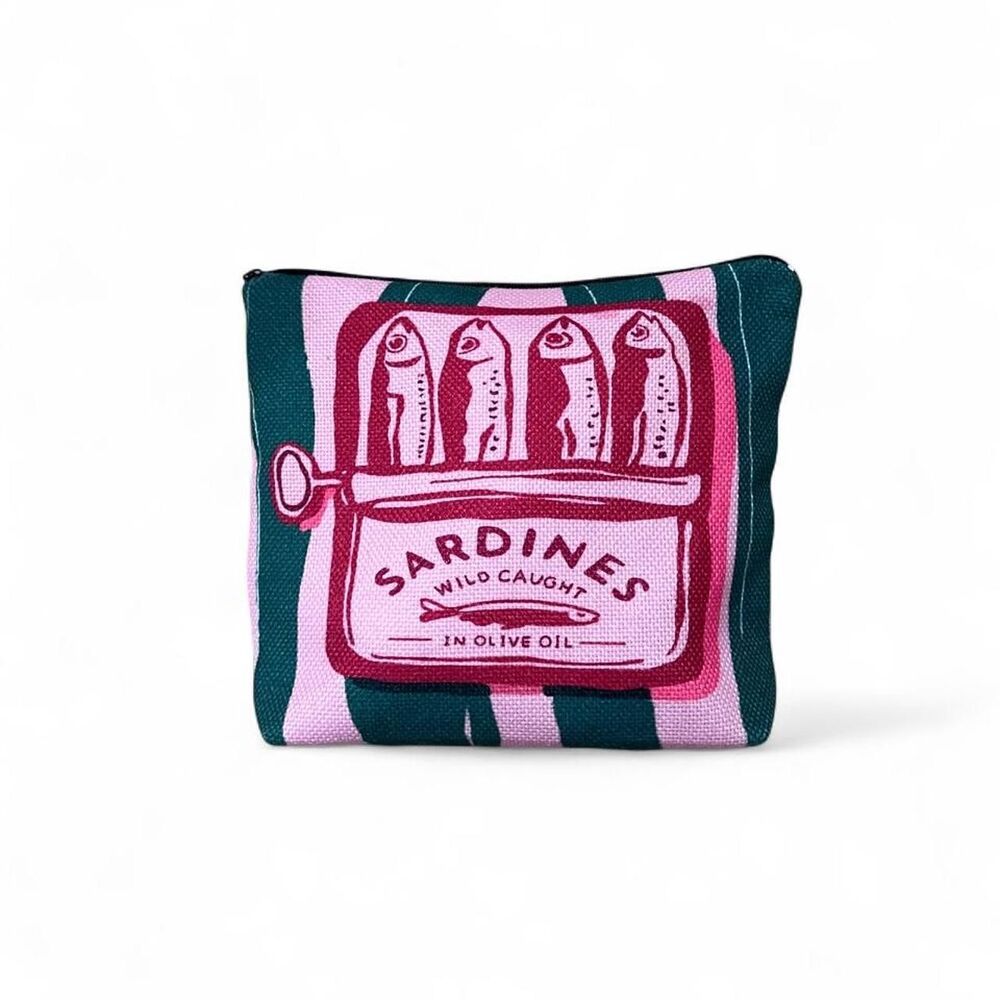 Pink Green Graphic Cosmetic Toiletry Travel Makeup Pouch 8.5 x 7